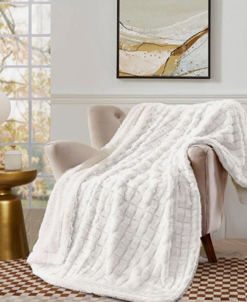 Royal Luxe Reversible Micromink to Faux-Sherpa Tie-Dye Throw, 50" x 60"